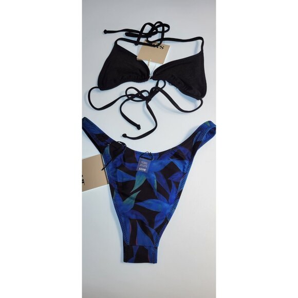 SAME Los Angeles Swim Bikini Set 2Pc Triangke Top High Weist Bottom Floral M - Picture 7 of 7